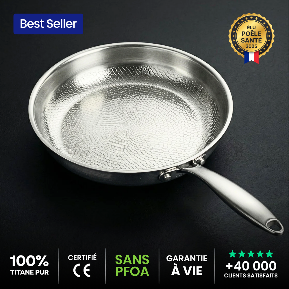 Poêle TITANOX 100 % titane pur — Best Seller, élue Poêle Santé 2025