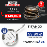 Comparatif de prix — poêles classiques 149,95 € sur 10 ans contre TITANOX 59,99 € une seule fois