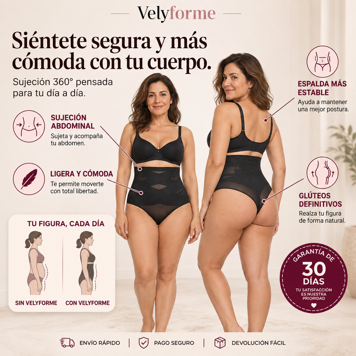 NUEVO: Velyforme® Tanga Moldeador de Talle Alto – Vientre Plano sin Esfuerzo